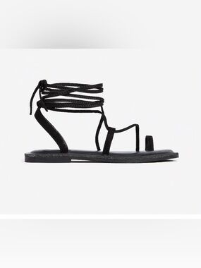 Express Black Lace-Up Toe-Ring Wrap Sandals